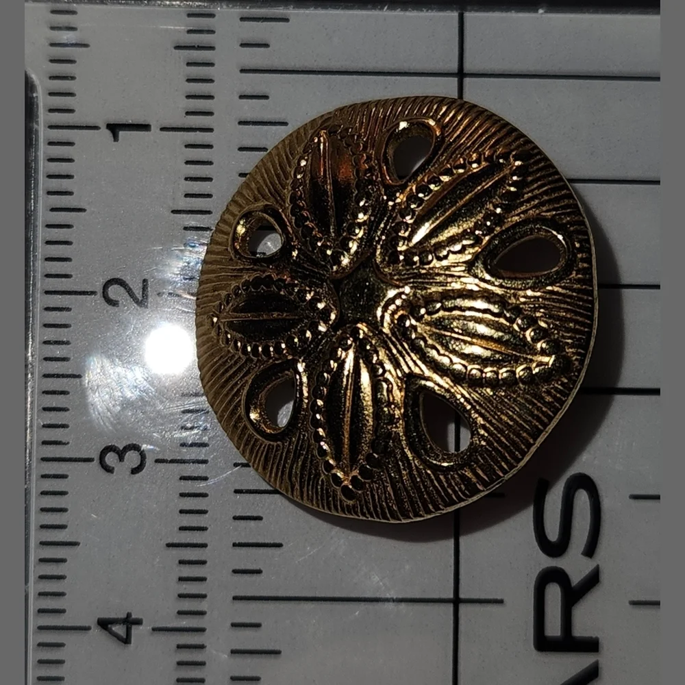 Elegant Gold Tone Sand Dollar Earrings - Picture 4 of 4